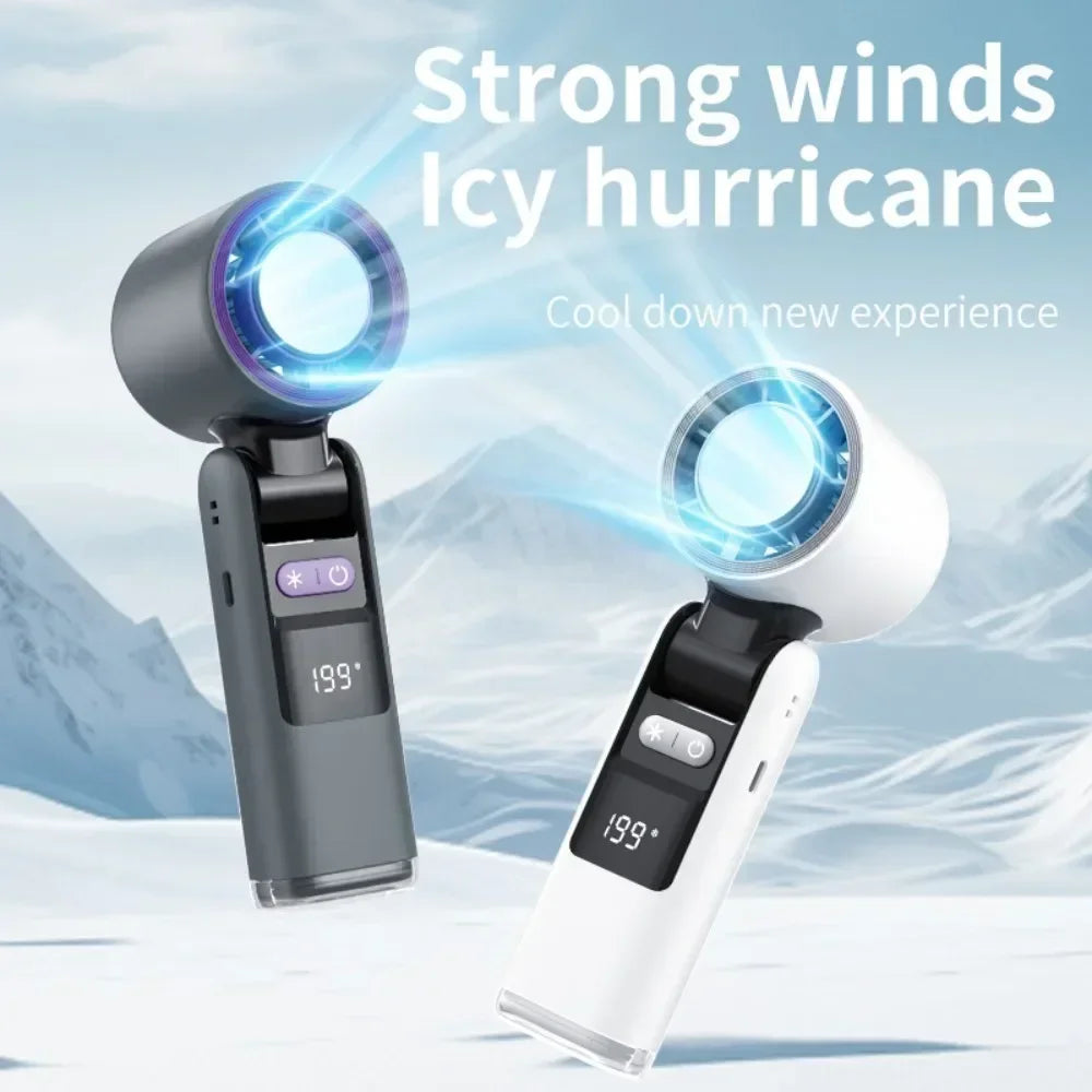 Mini Handheld Turbo Fan Foldable Design 1-199-Speed Wind 4000Mah Rechargeable Digital Display Protable Pocket Fans for Outdoor