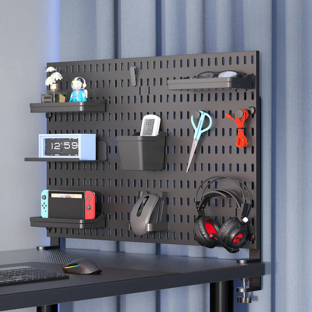 Desktop Pegboard Organizer: Vertical Storage with Headphone Stand – Gaming Room Must-Have, Desk Upgrade