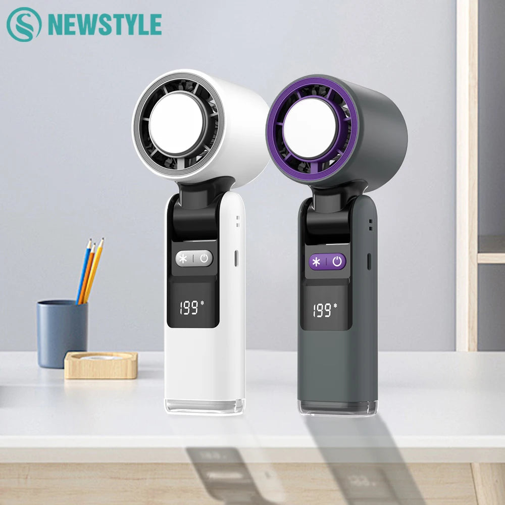 Mini Handheld Turbo Fan Foldable Design 1-199-Speed Wind 4000Mah Rechargeable Digital Display Protable Pocket Fans for Outdoor