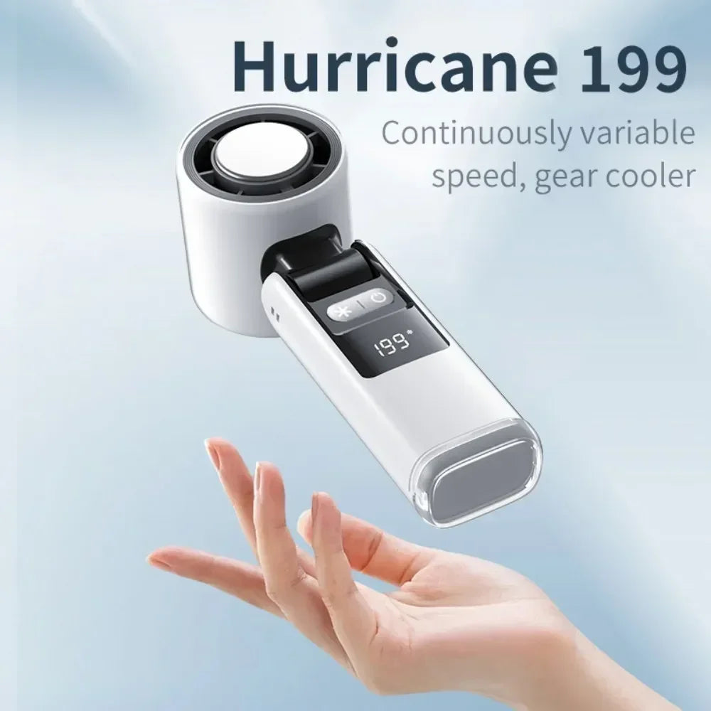 Mini Handheld Turbo Fan Foldable Design 1-199-Speed Wind 4000Mah Rechargeable Digital Display Protable Pocket Fans for Outdoor