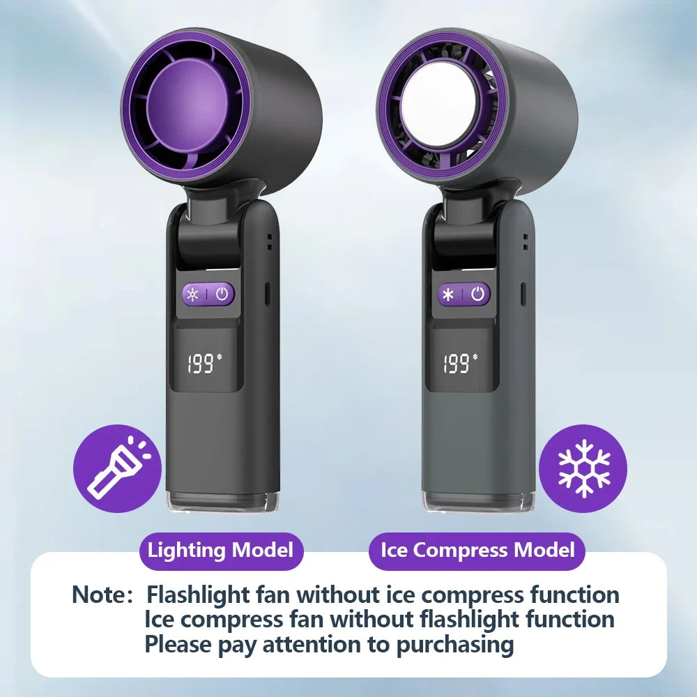 Mini Handheld Turbo Fan Foldable Design 1-199-Speed Wind 4000Mah Rechargeable Digital Display Protable Pocket Fans for Outdoor